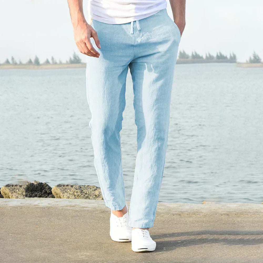 Herrenhose Baumwolle Leinen Bequem Sommer Leicht