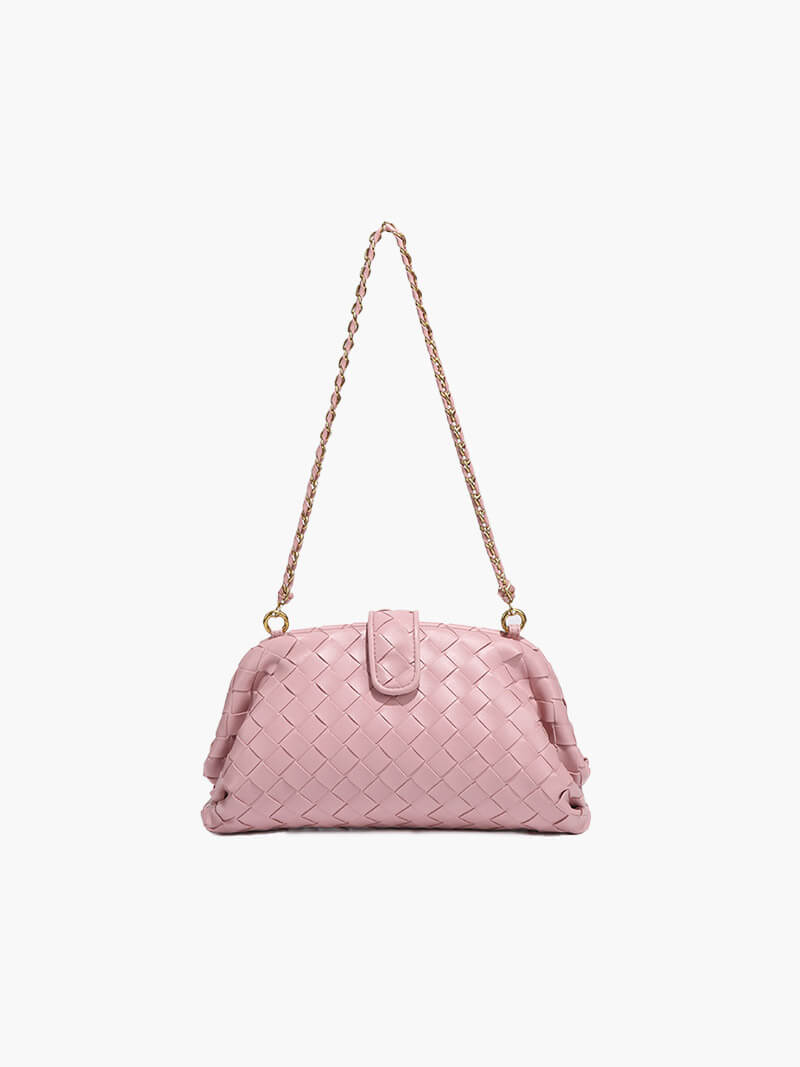 Geflochtene Damenhandtasche mit Ketten-Schulterriemen