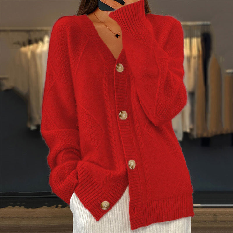 Damen Strickjacke Langärmlig Warm