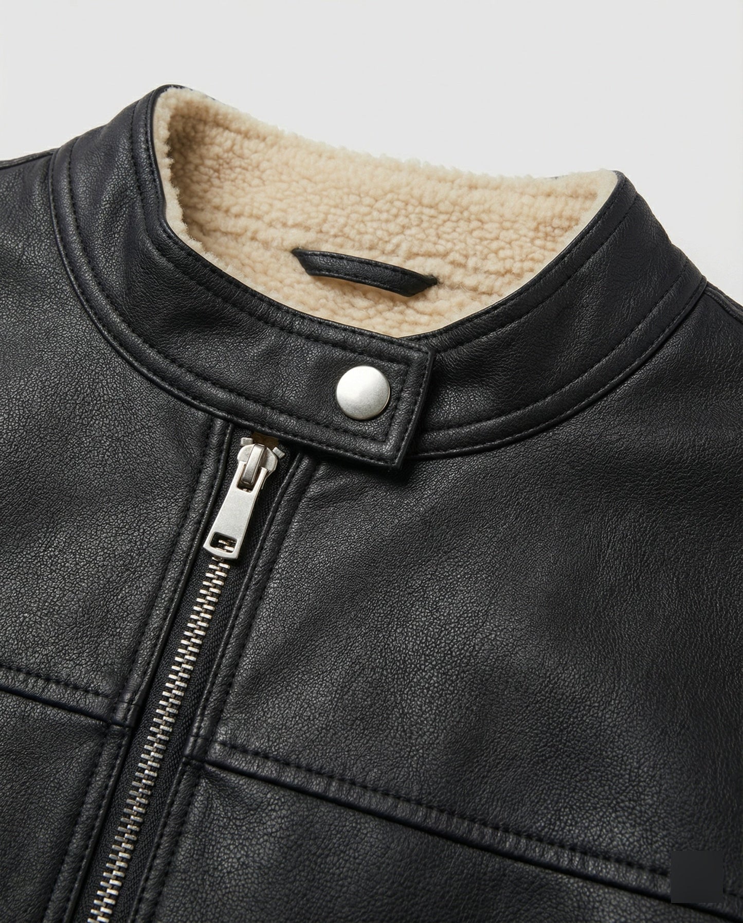 Veganer Kunstleder-Blouson Mit Reißverschluss Stehkragen