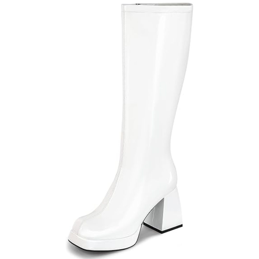 Damen Lederstiefel Plateau Absatz Blockabsatz