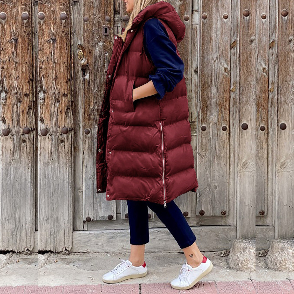 Damen Pufferweste Warme Kapuze Winterjacke