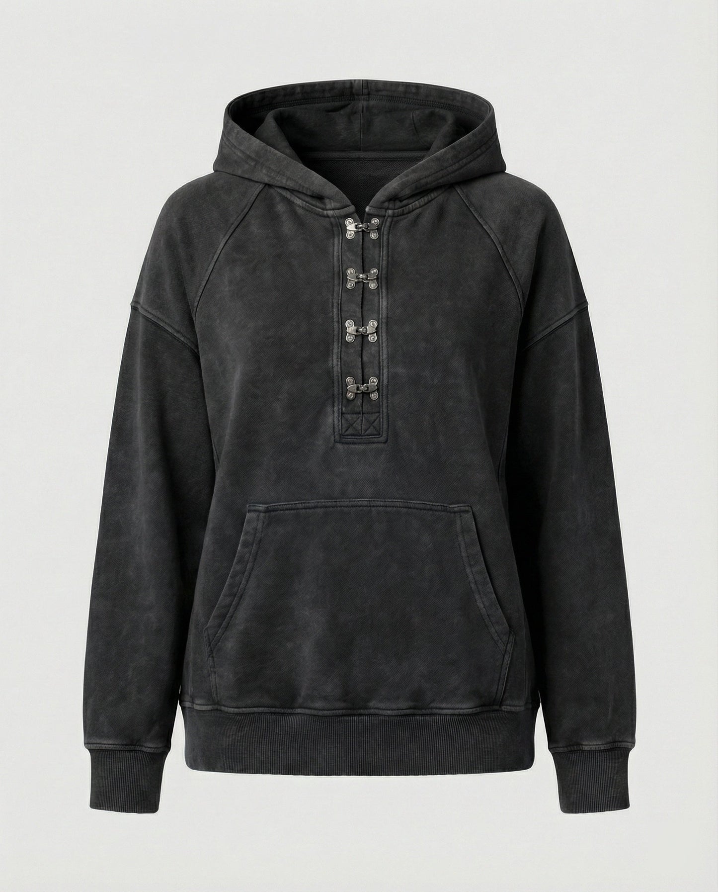 Blau Unisex Hoodie Oversized Kurzgeschnitten Baumwolle