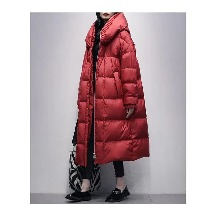 Damen Lange Winterjacke Daunenfüllung Warm