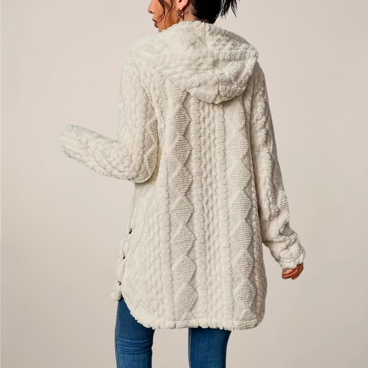 Damen Langjacke Strukturiert Kapuzenjacke Winterjacke