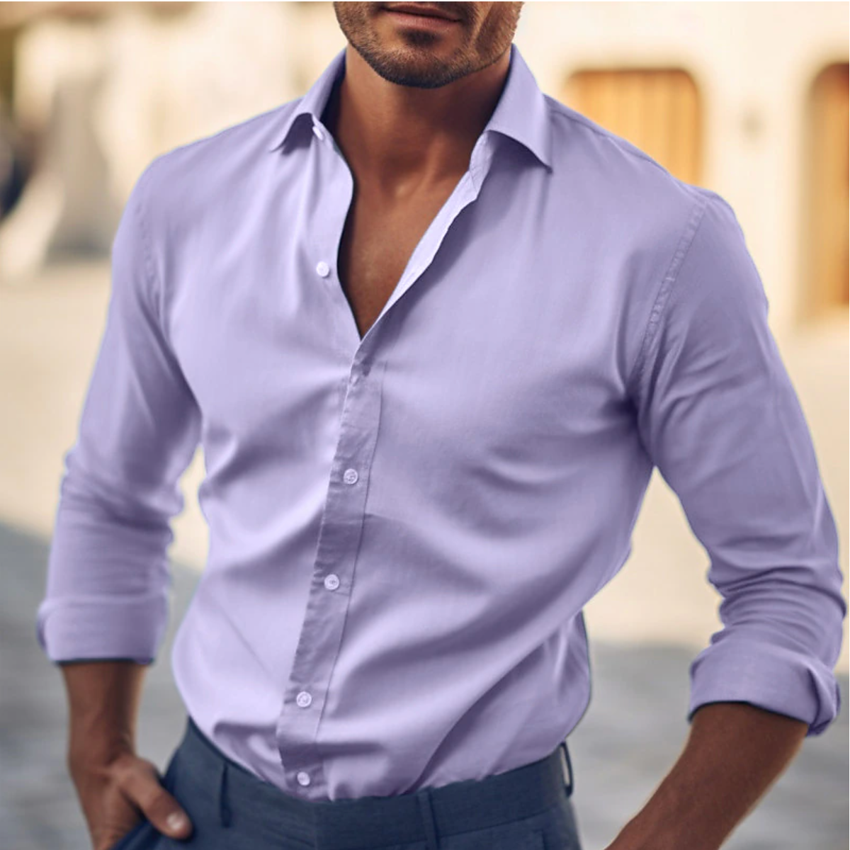 Herren Klassisches Slimfit Hemd Modern