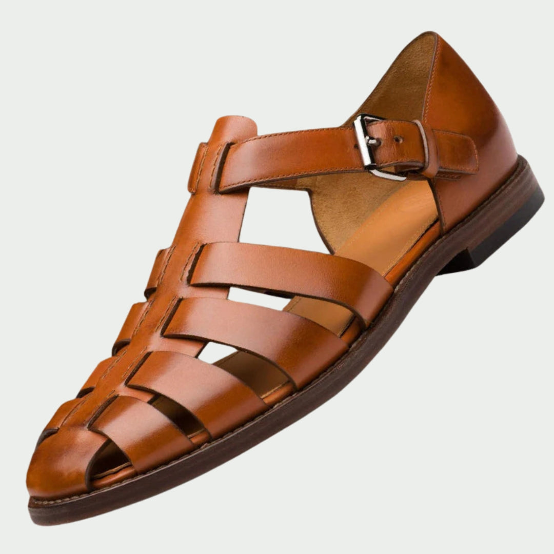 Herren Leder Sandalen Elegant Braun