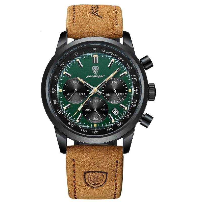 Herren Chronograph Armbanduhr Leder Automatik