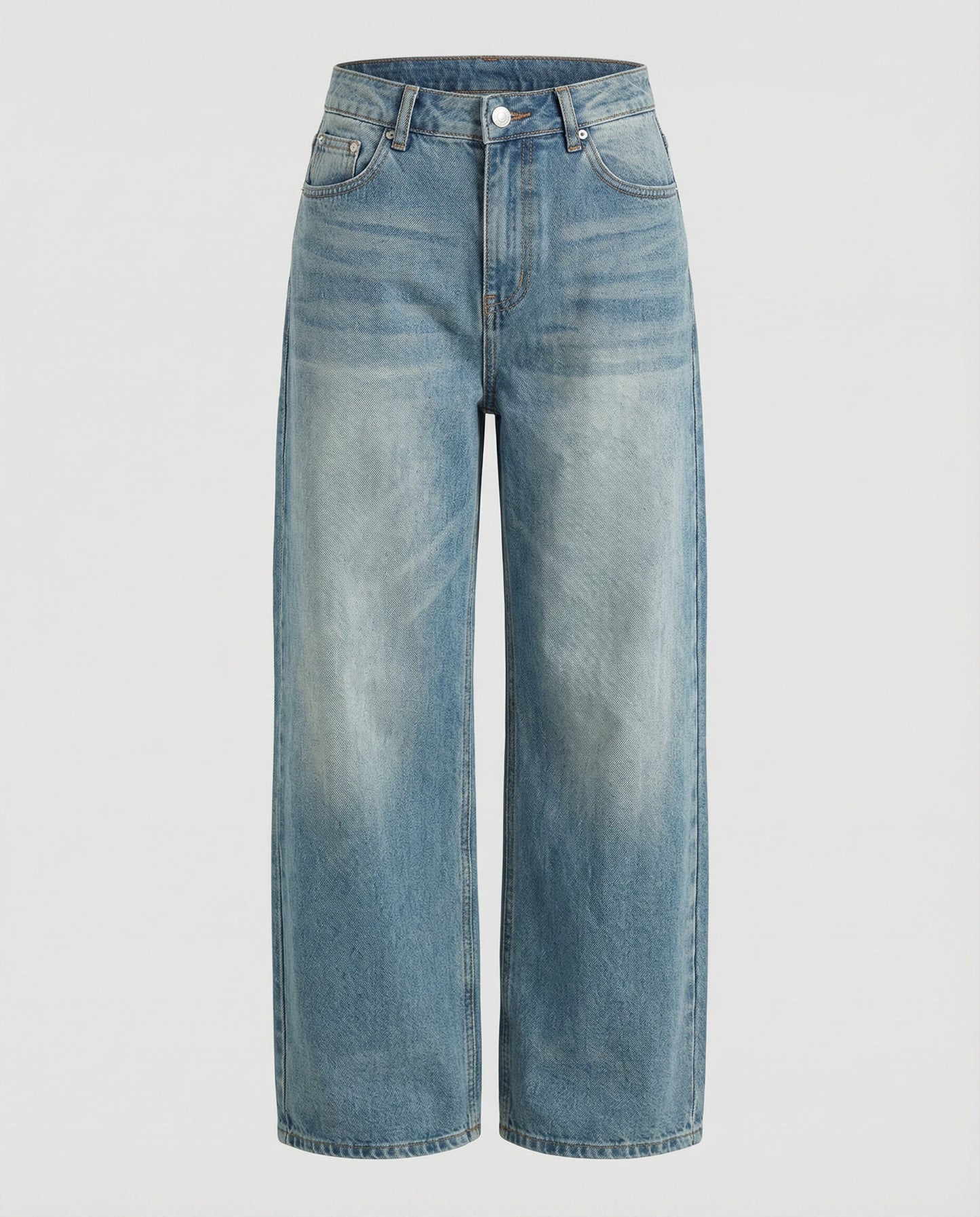 Damen Jeans Blau Katzenmuster Weites Bein