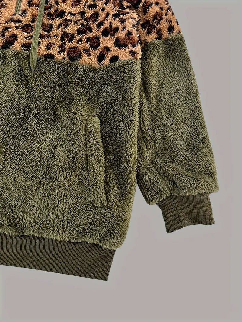 Damen Leopardenpullover Farbblock Modern