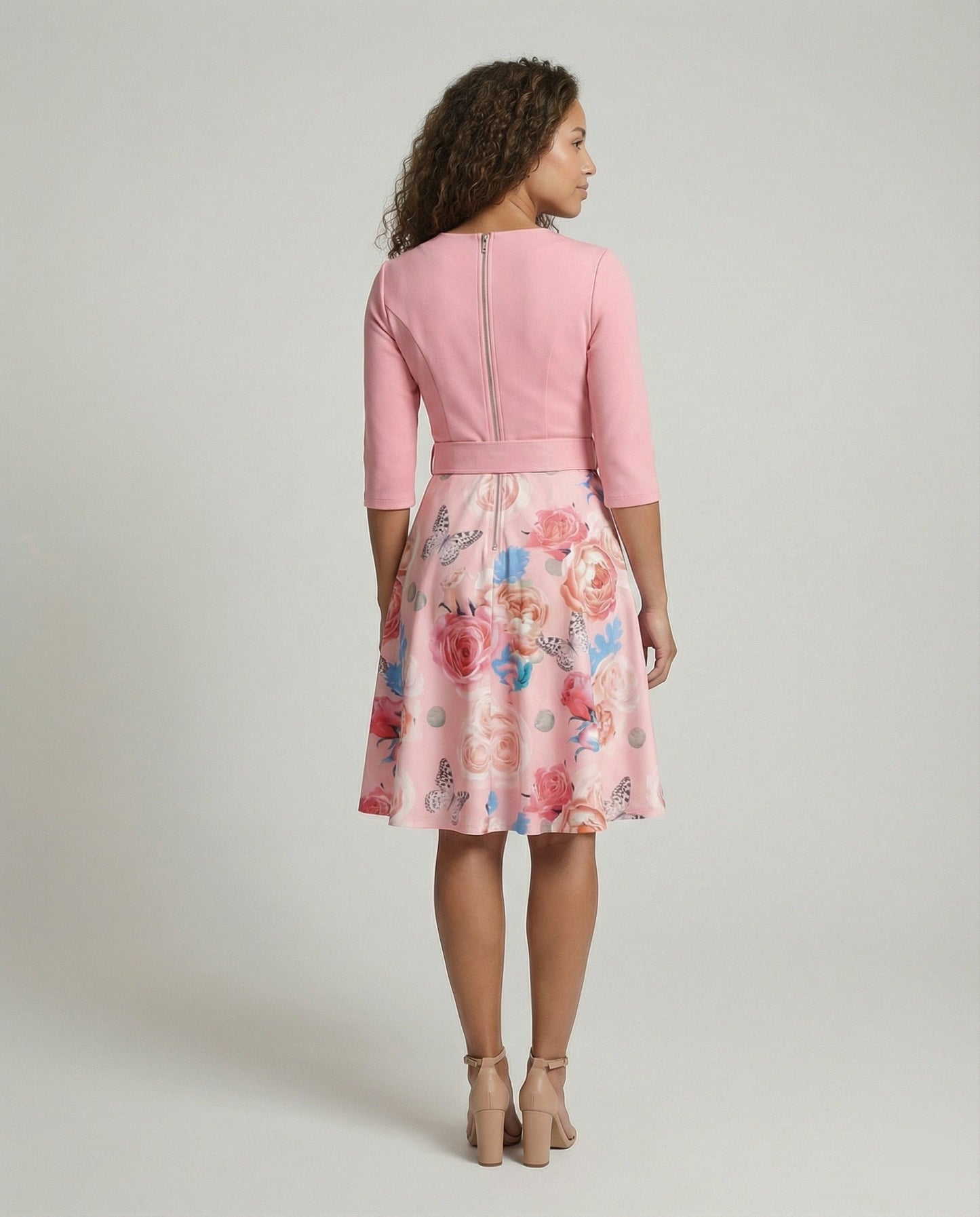 Damen A-Linie Kleid Tailliert Floral Modern