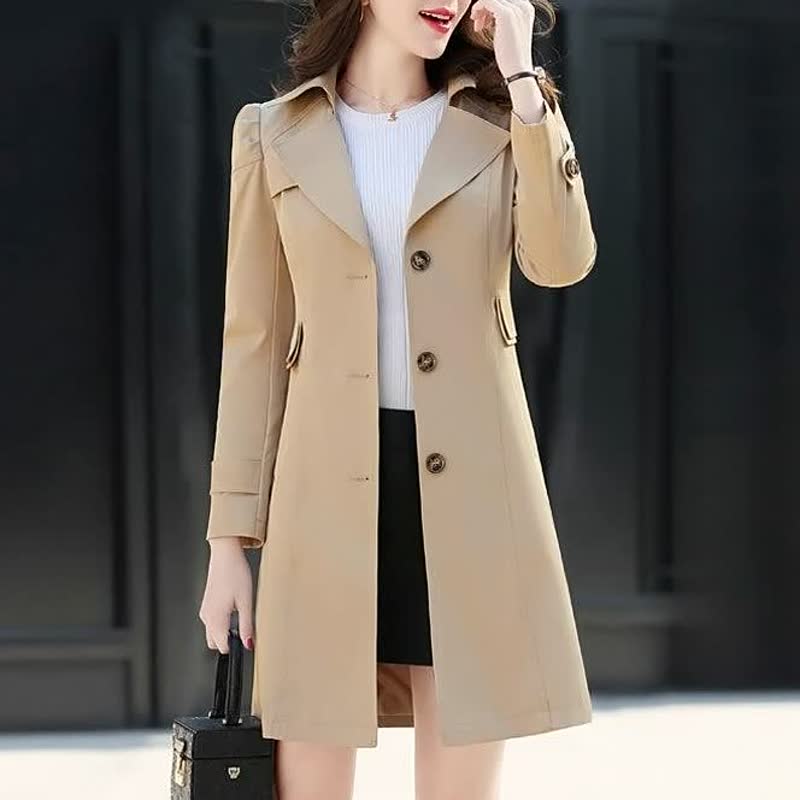Damen Trenchcoat Zweireihig Lang