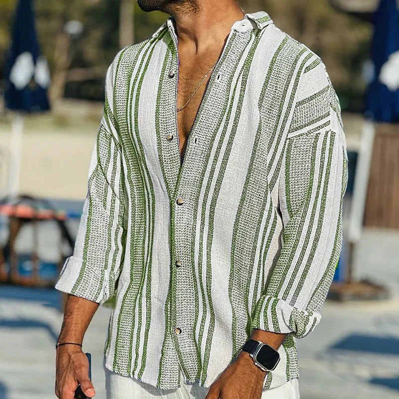 Herren Leinenhemd Sommerleichtes Baumwolle
