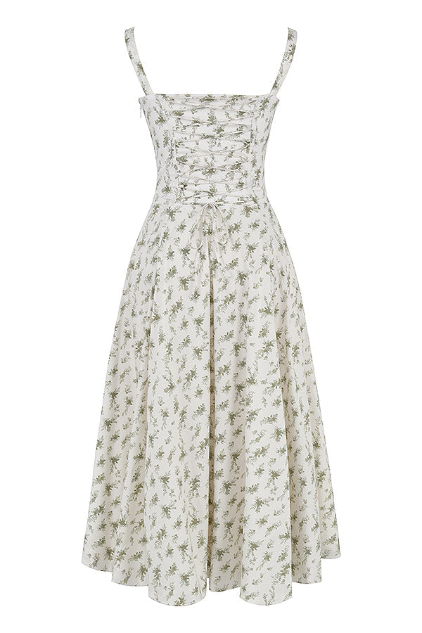 Pastellgrünes Damen-Midikleid Taillenformendes Sommerkleid