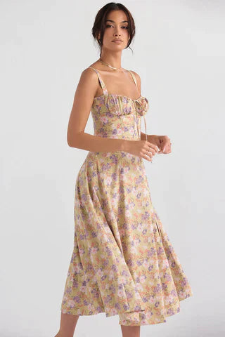 Damen Midikleid Taillenformend Farbenfroh