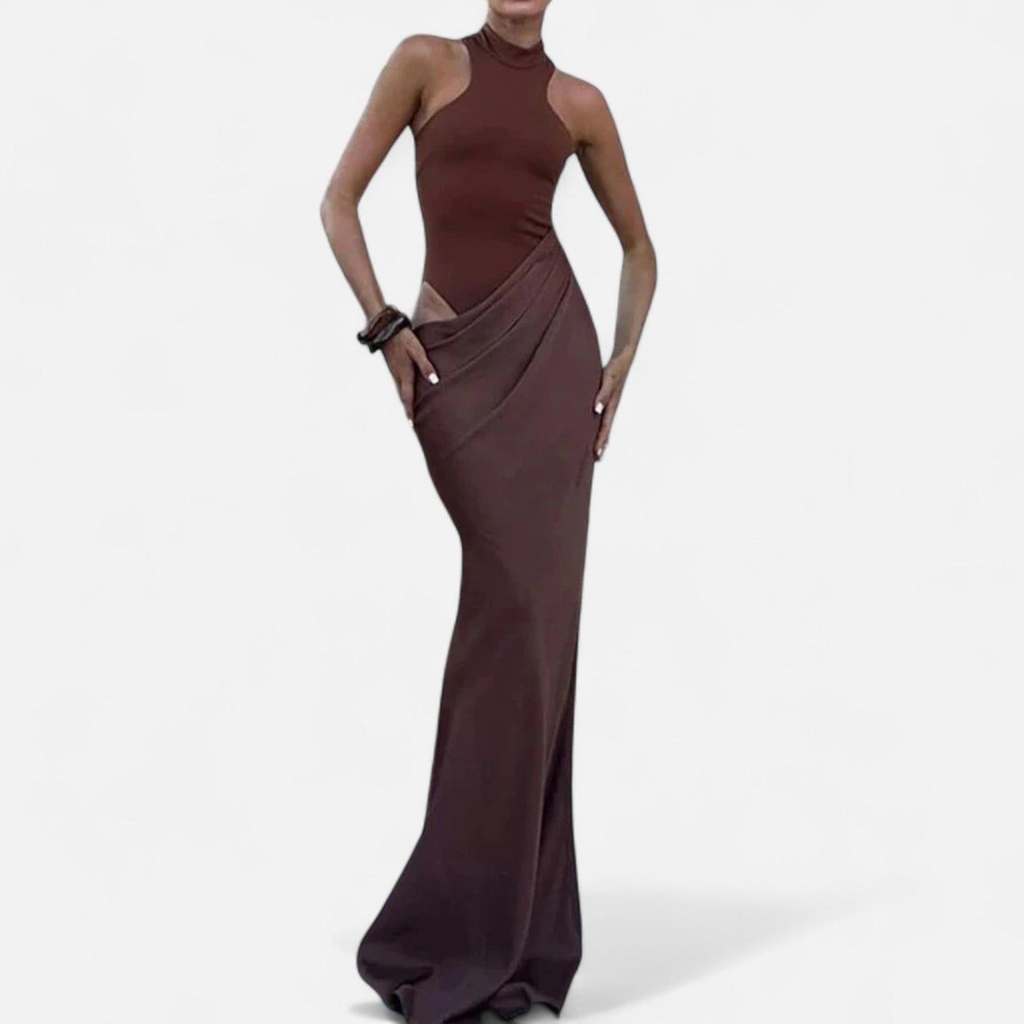 Damen Maxikleid Neckholder Cut-Out-Sommerkleid