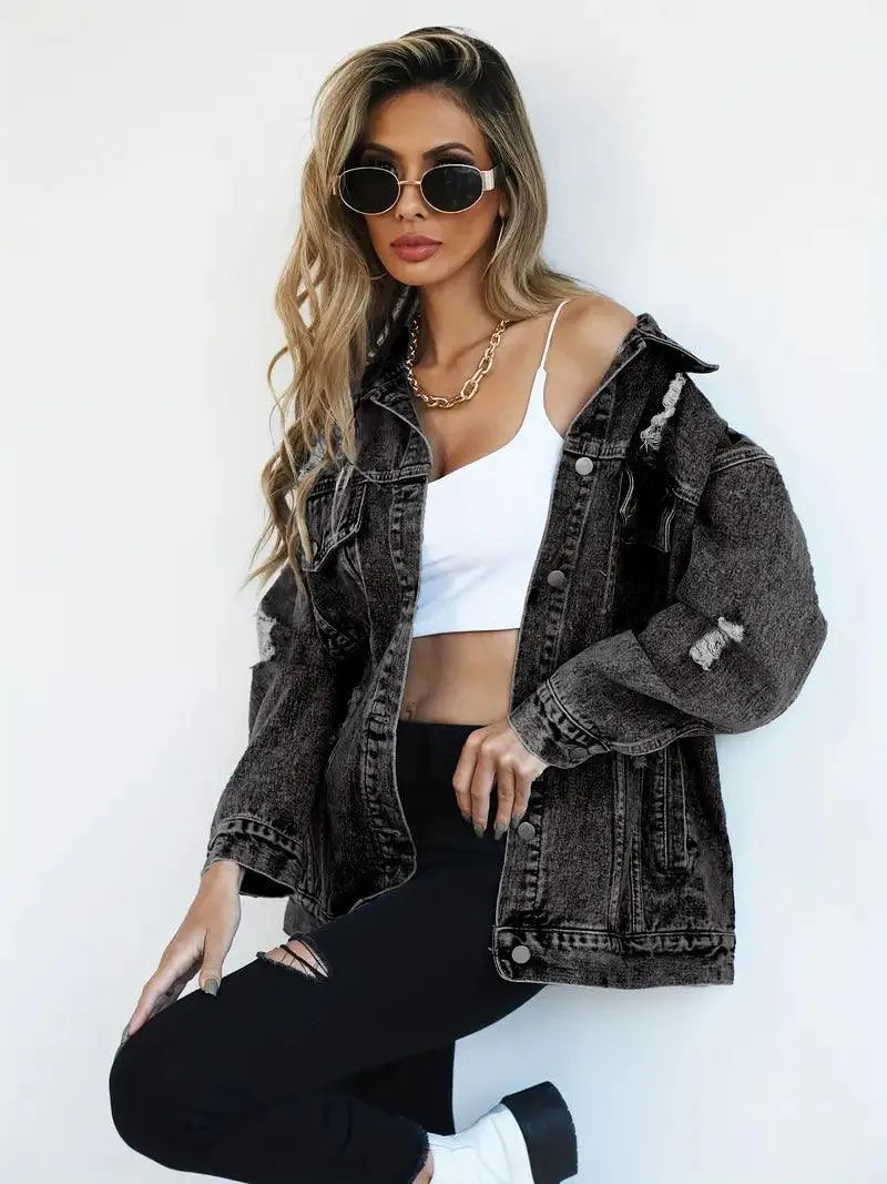 Damen Oversized Jeansjacke Groß Trendy