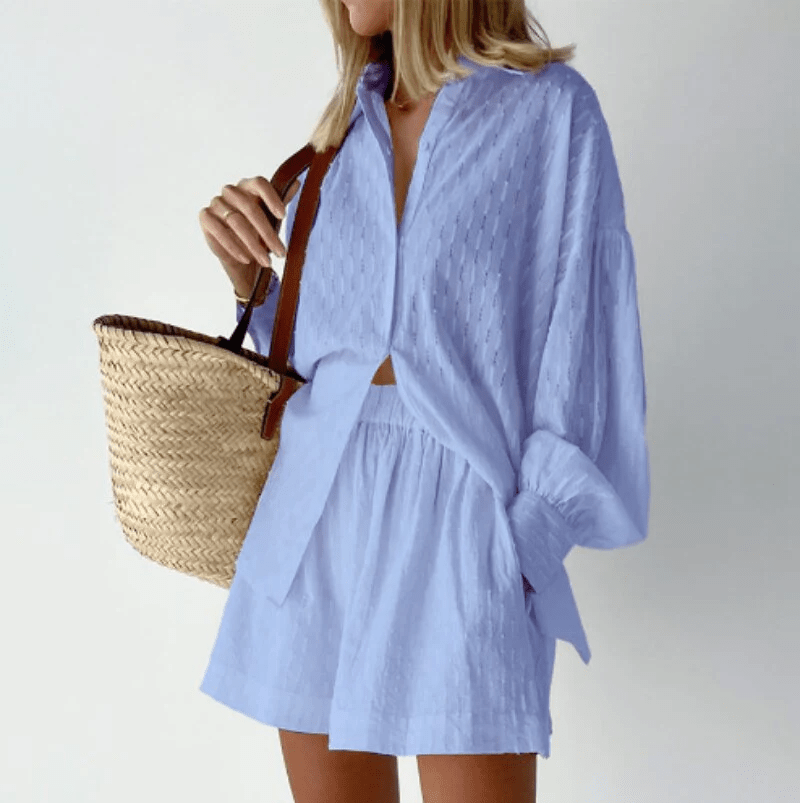 Damen Sommer Set Luftige Baumwolle Oversized