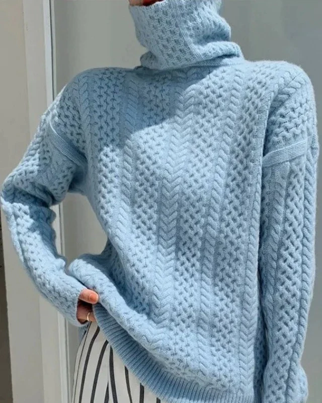 Weicher Damen Strickpullover Rollkragen Warm Chunky