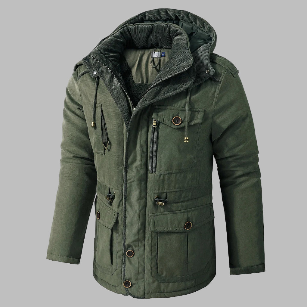 Herren Winterjacke Warm Isoliert Vieltaschig