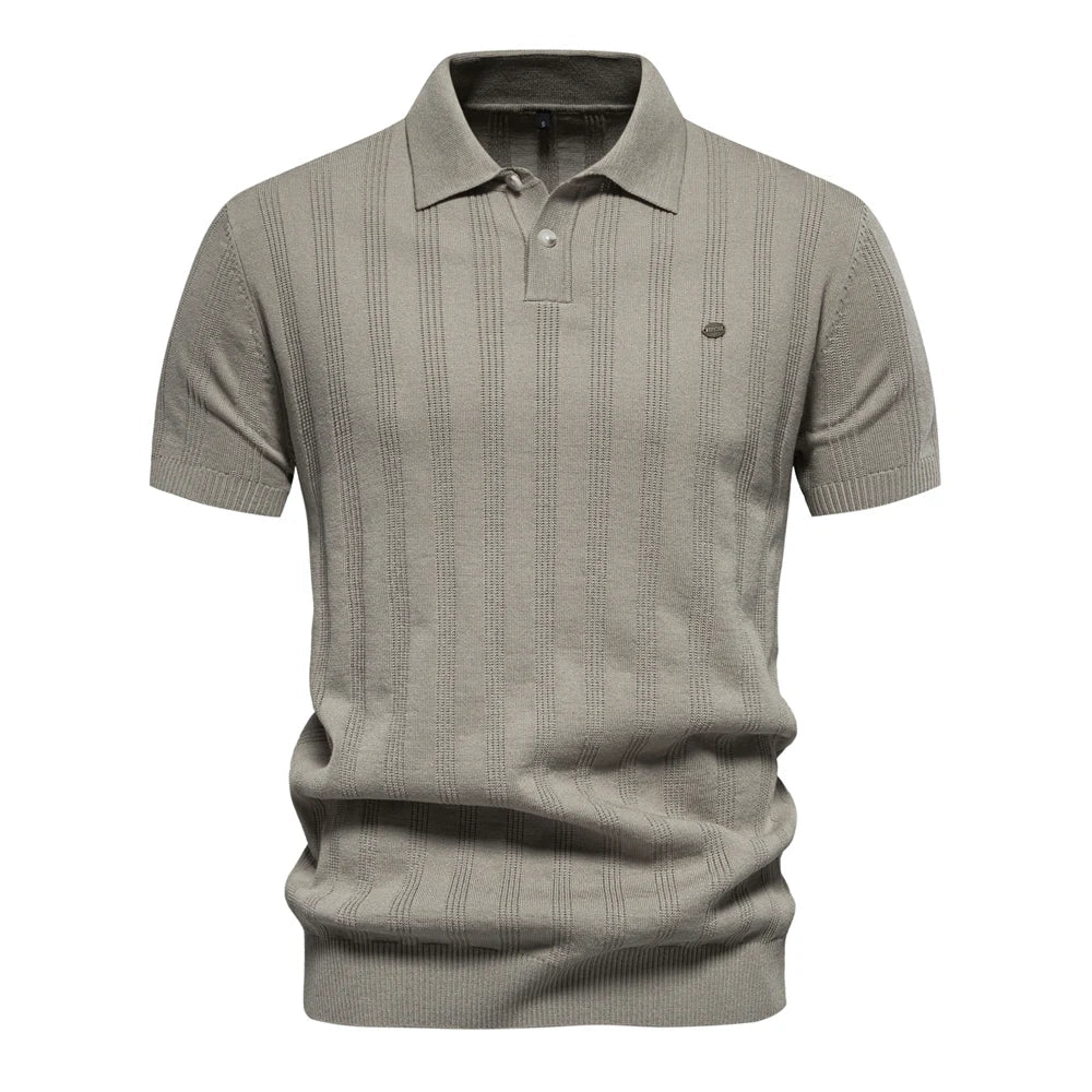 Herren Poloshirt Streifenmuster Baumwolle Modern