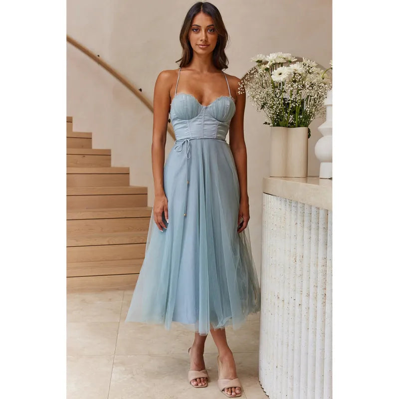 Damen Sommerkleid Midi Leicht Modern