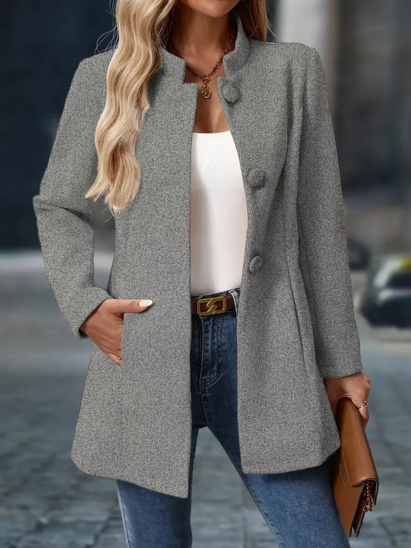 Damen Wintermantel Lang Knöpfe Modern