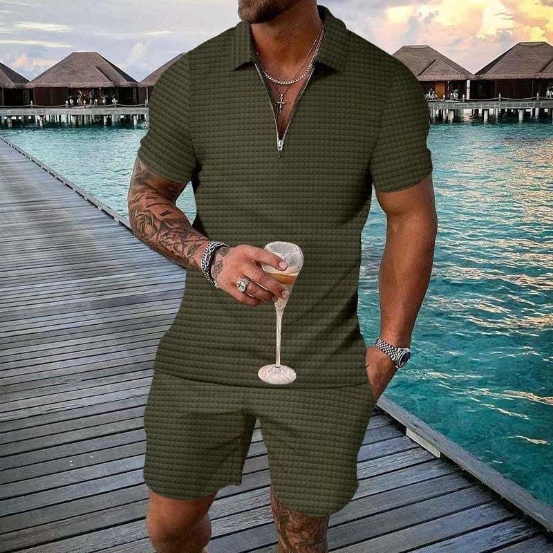Herren Kurzarm-Shirt Reißverschluss Sportlich