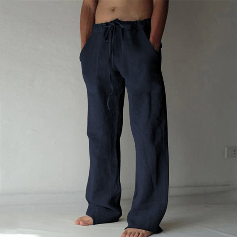 Herren Leinenhose Bequem Einfarbig Sommerhose