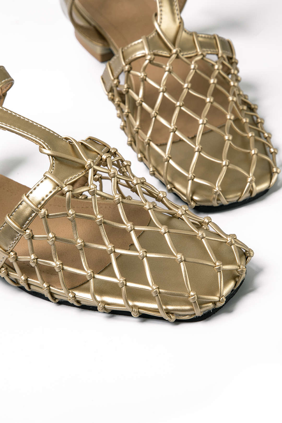 Damen Sandalen Gold Netzdesign Elegant