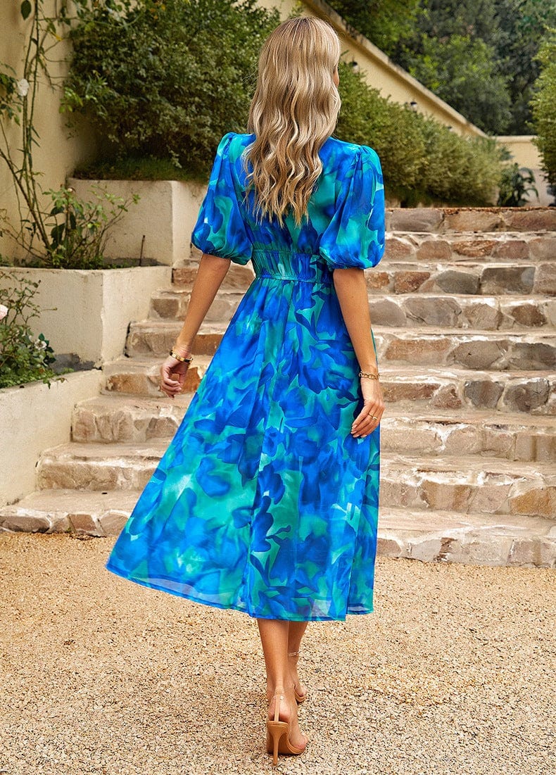 Damen Maxikleid Blumendruck Leicht Elegant Sommer