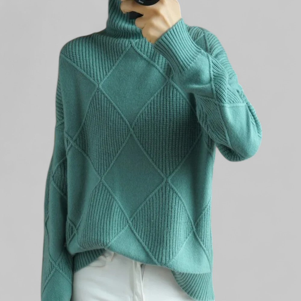 Damen Rollkragenpullover Locker Geschnitten Bequem