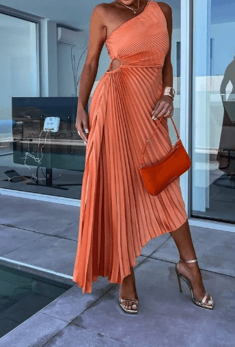 Damen One-Shoulder-Maxikleid Elegant Sommerkleid