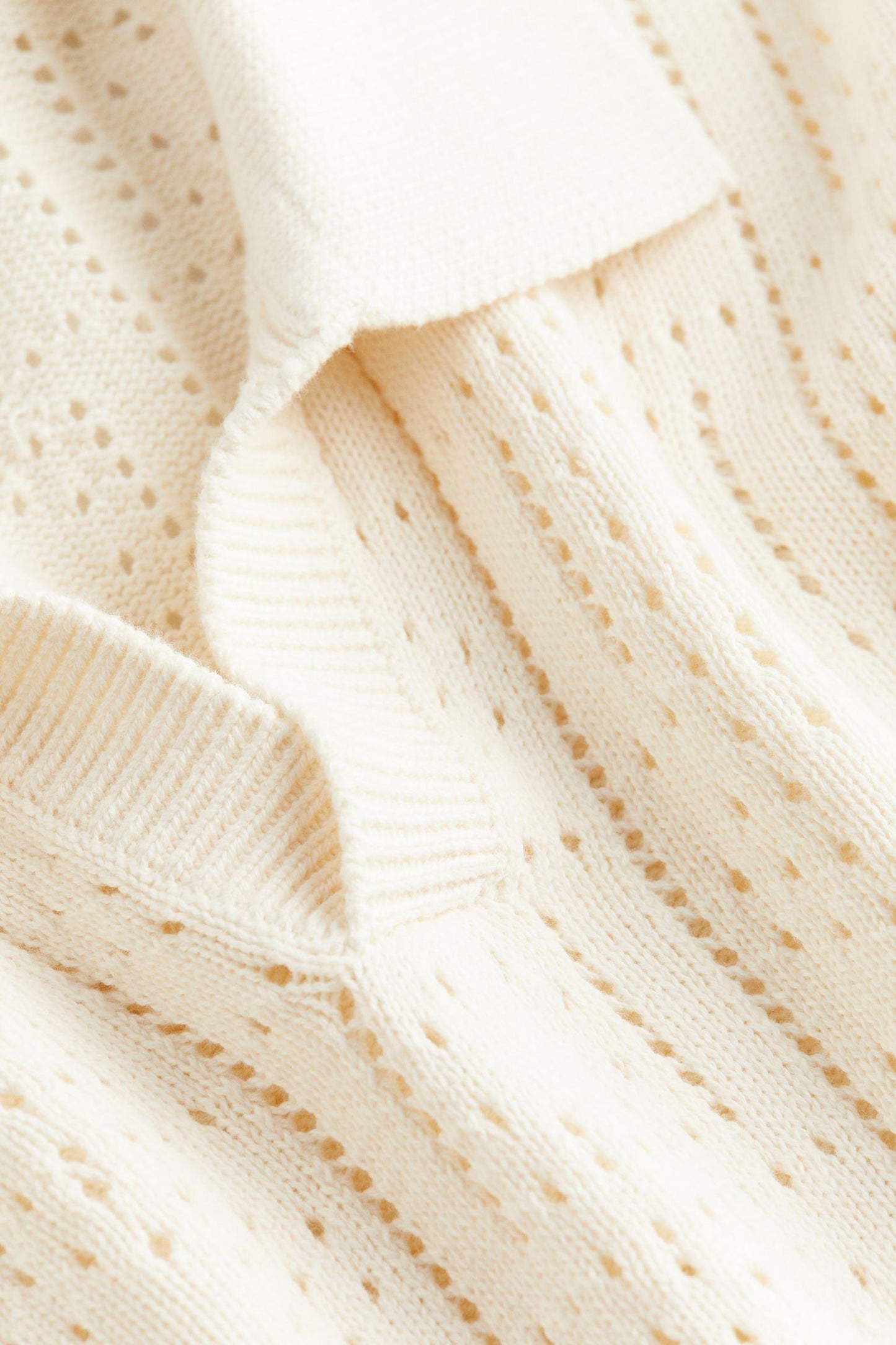 Damen Strickpullover Häkel-Look Polokragen Elegent