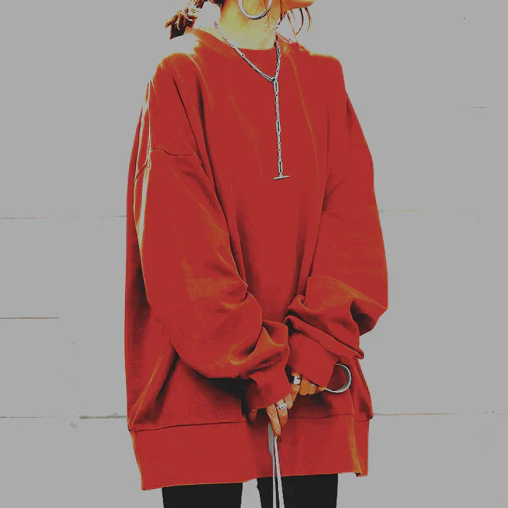 Lunara Damen Oversize Pullover Rot