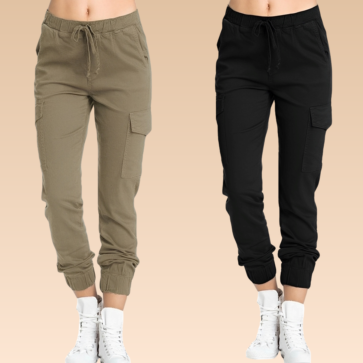 Elegante Damen Cargo-Hose Slim Fit