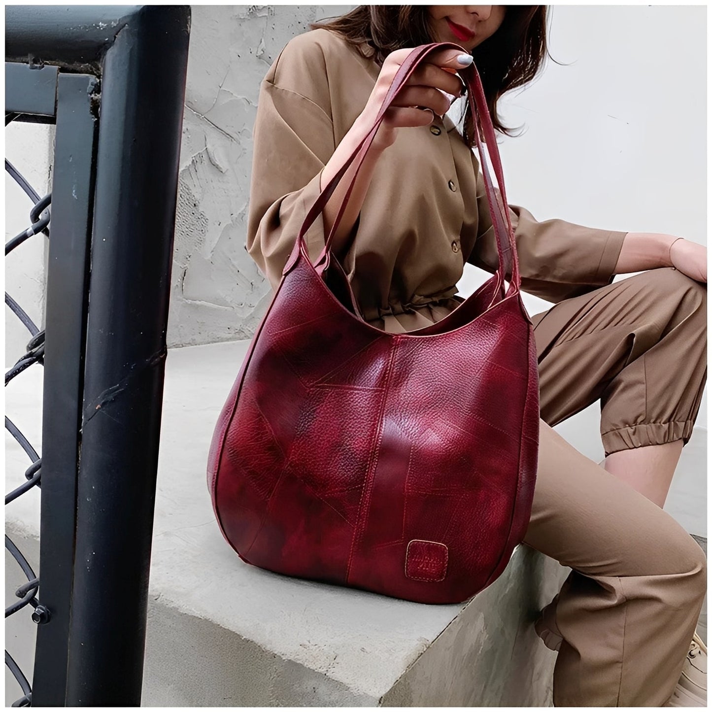 Damen Lederhandtaschen Set Vintage Style