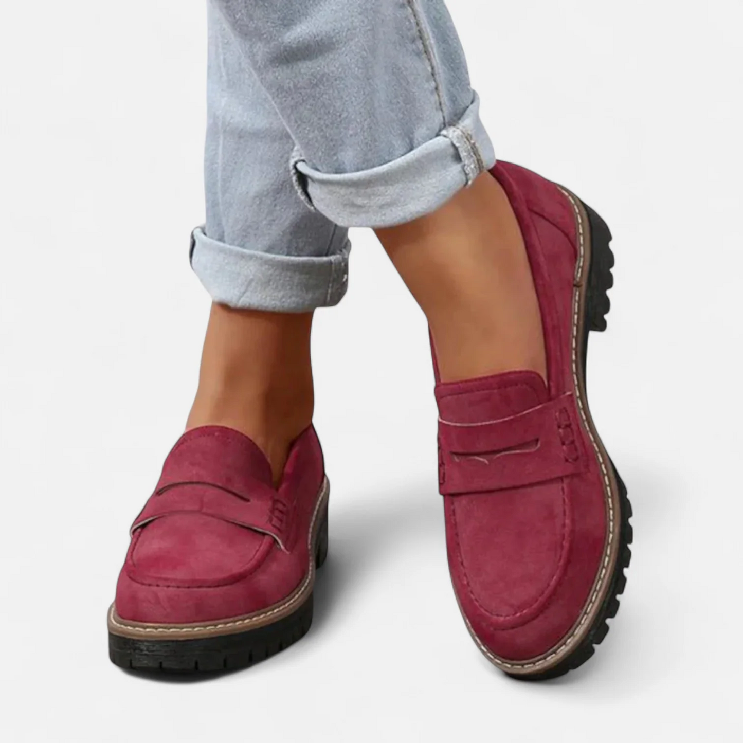 Damen Loafer Schuhe Klassisch Leder
