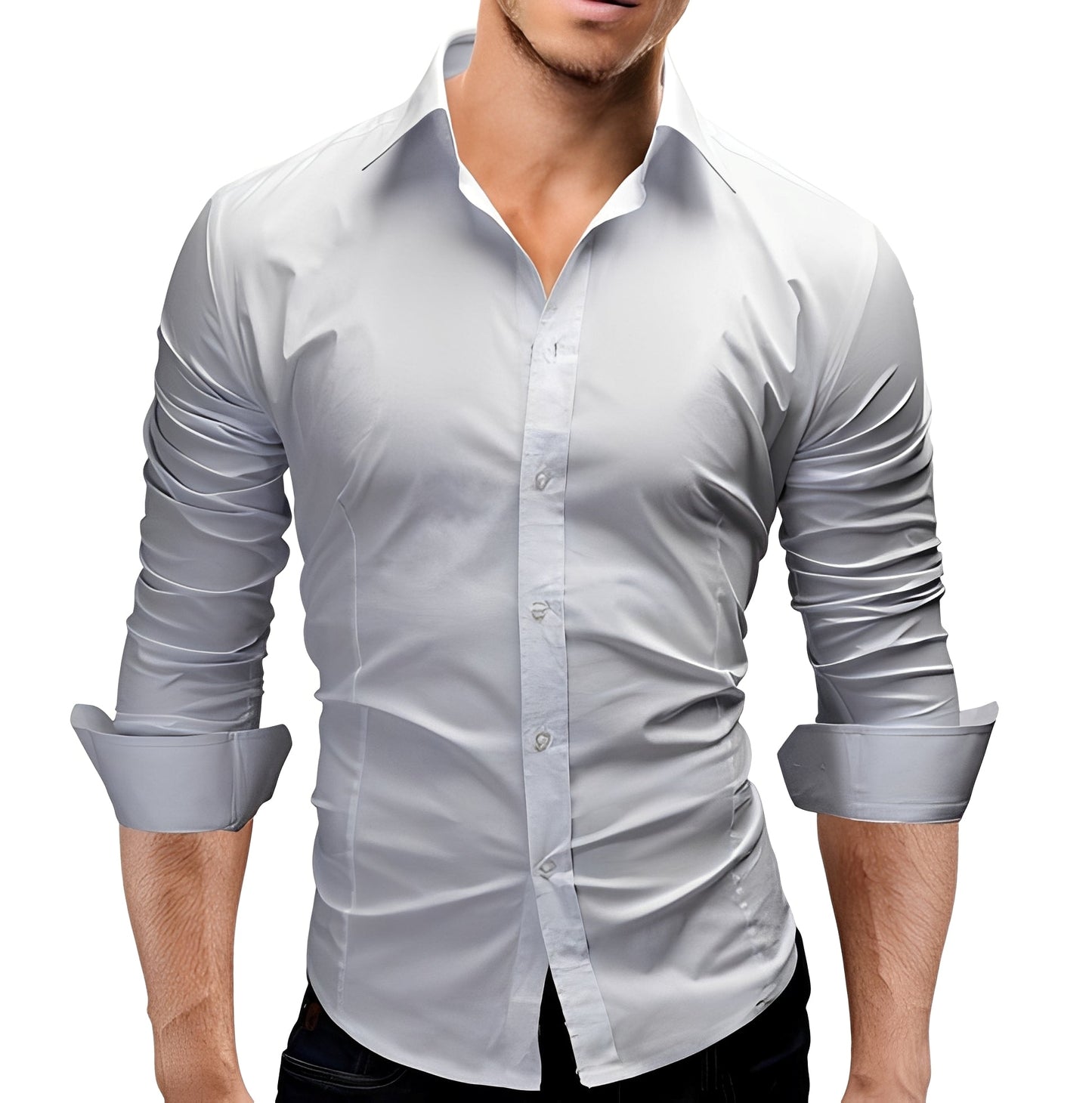 Herren Slim-Fit Hemd Elegantes Business Baumwolle