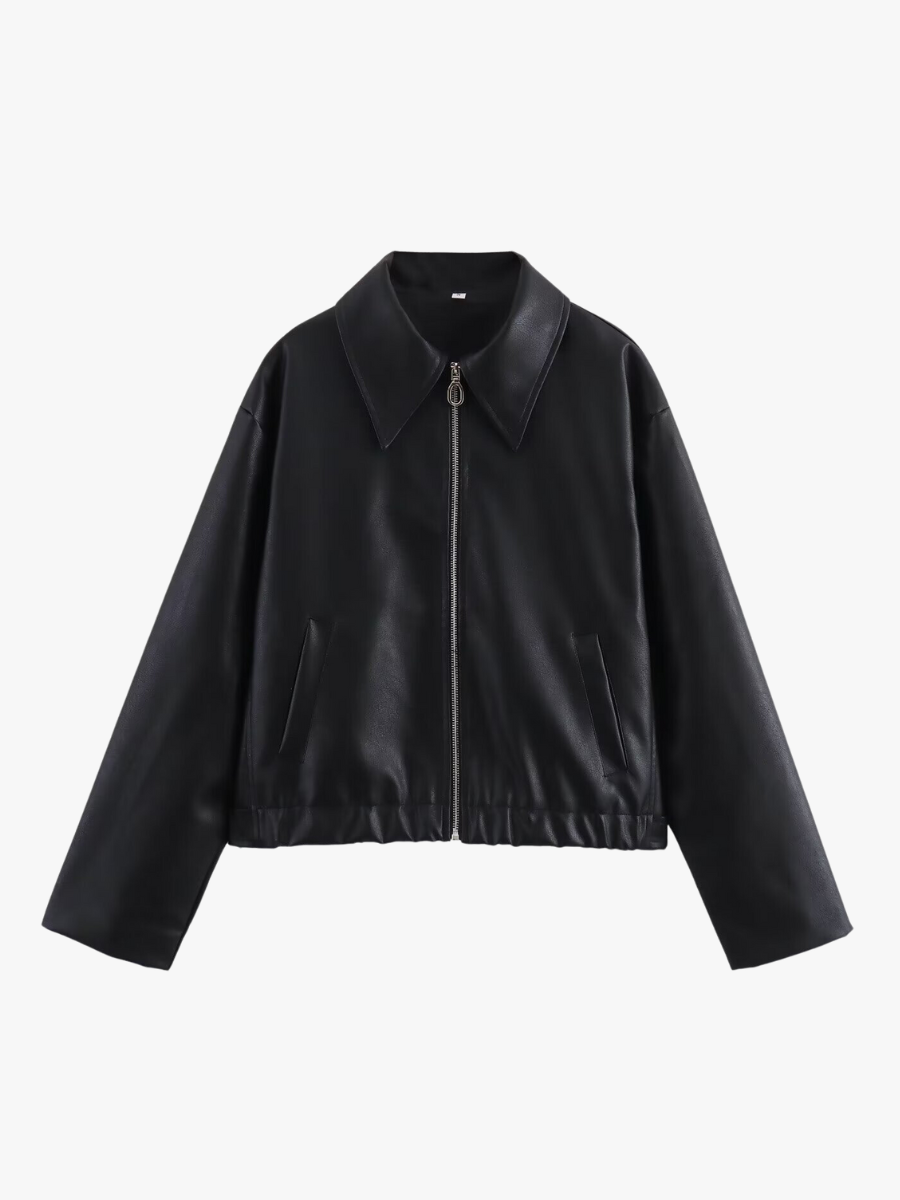 Damen Kunstlederjacke Weinrot Modern