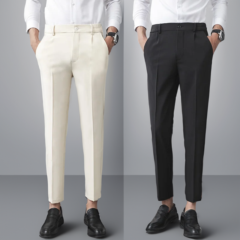 Herren Slim-Fit-Hose Elfenbein Elegant