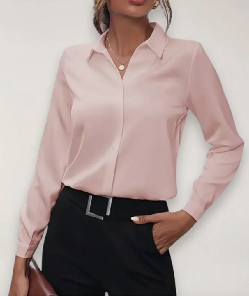 Damen Bürobluse Maßgeschneidert Knopfleiste Elegant