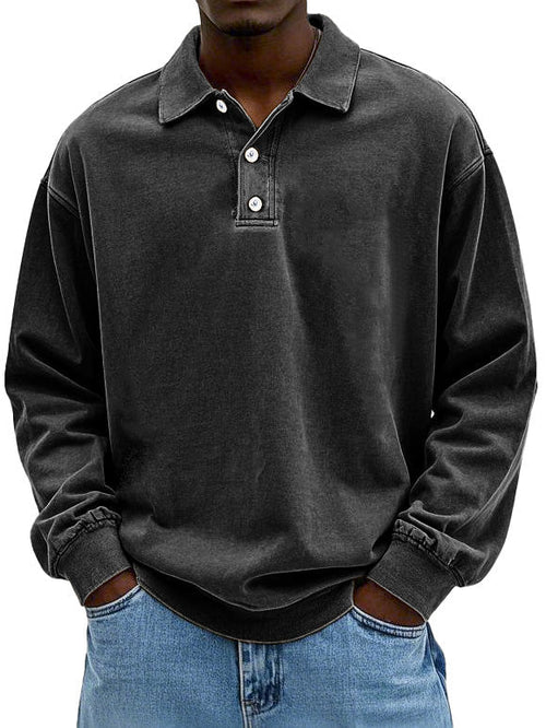 Herren Langarm Polo Sweatshirt Bequem