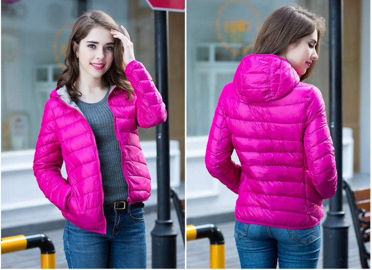 Damen Wende-Daunenjacke Leicht Warm Wasserdicht