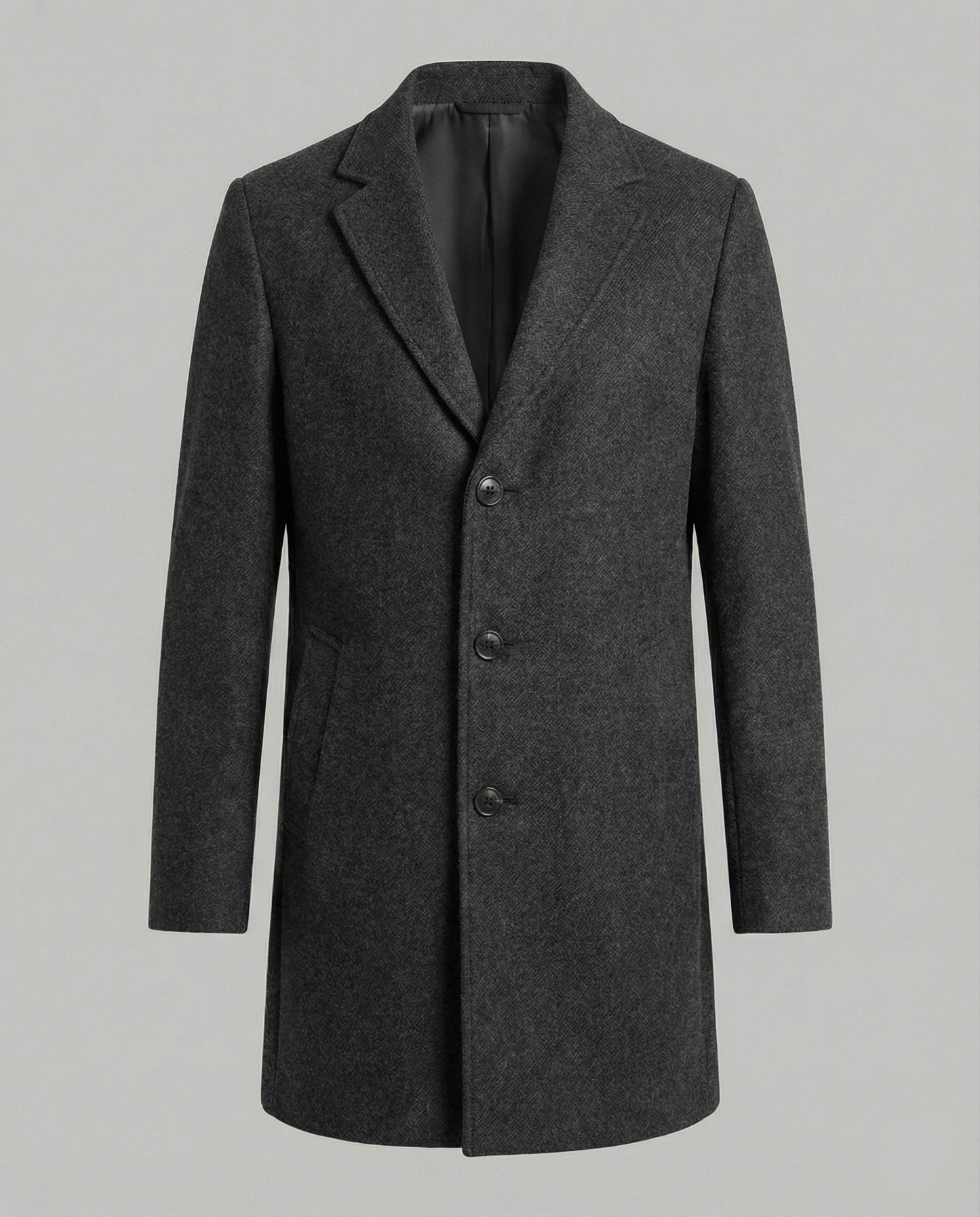 Herren Trenchcoat Lang Lederoptik Eleganter Mantel