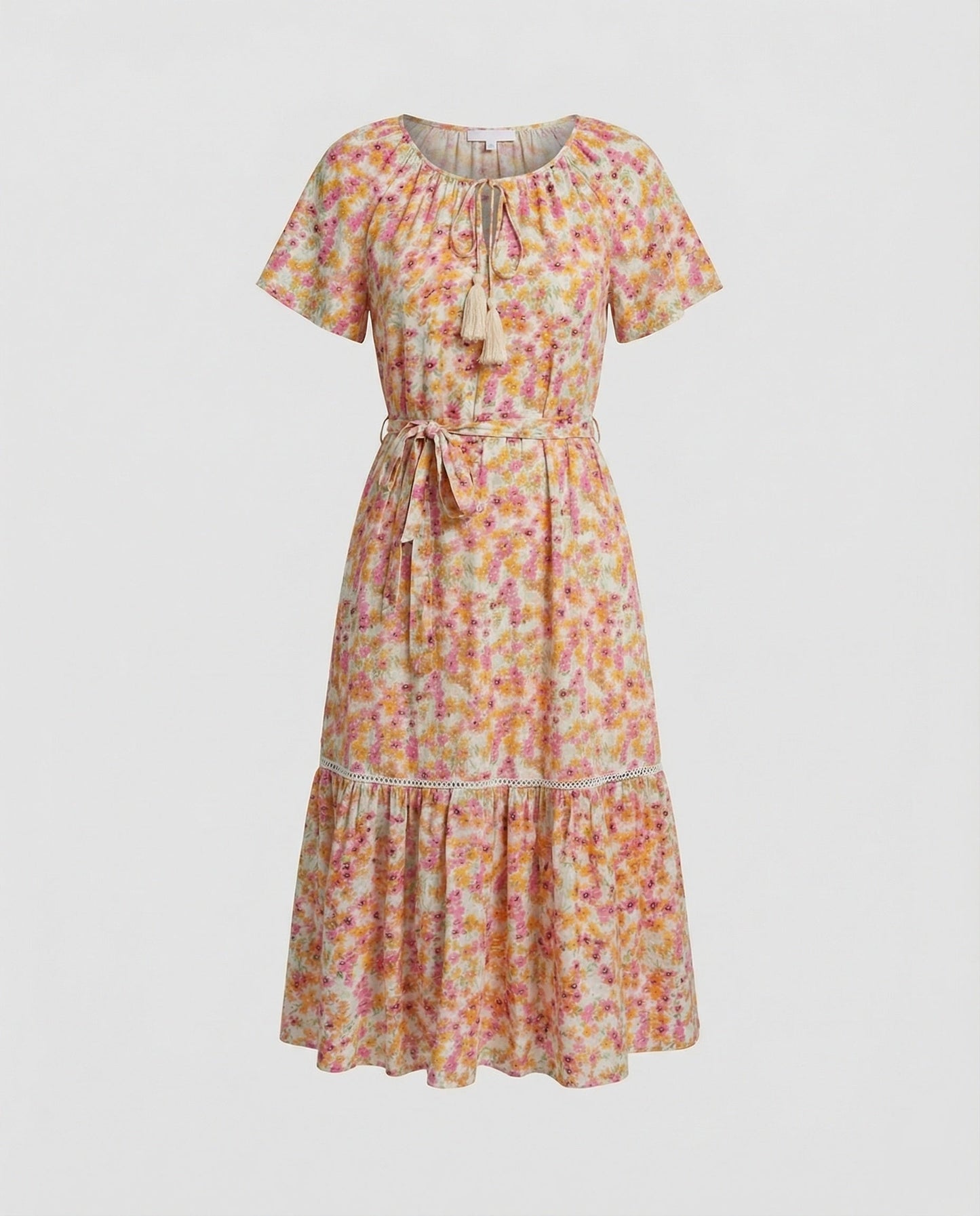Damen Sommerkleid Blumenmuster Midi Elegant