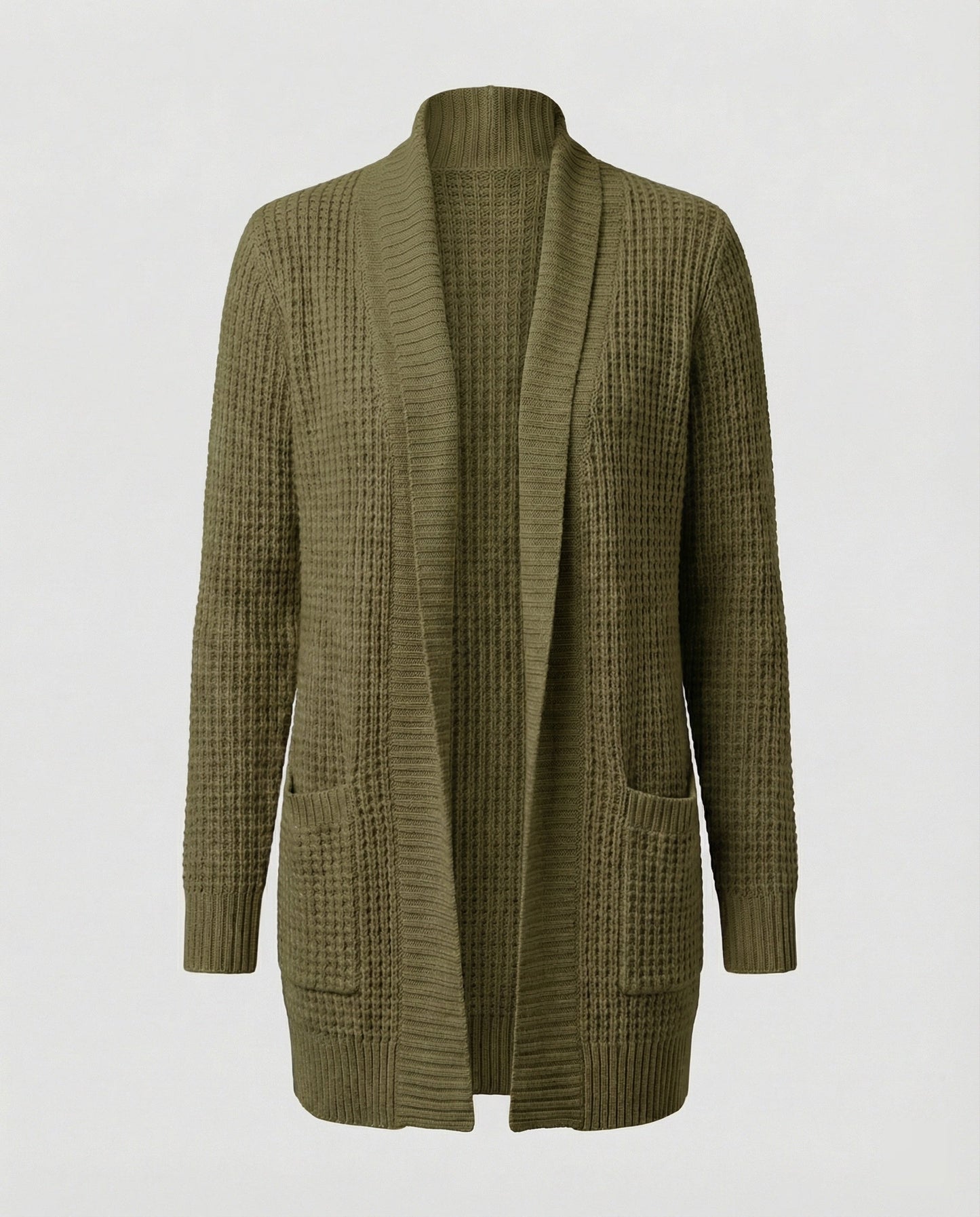Weiche Strickjacke Lange Ärmel Offen Vorne Mit Taschen