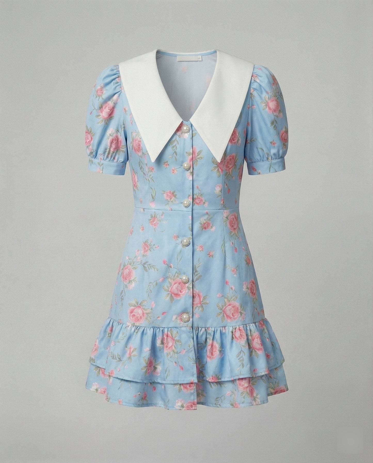 Damen Sommerkleid Blumenmuster Puffärmel