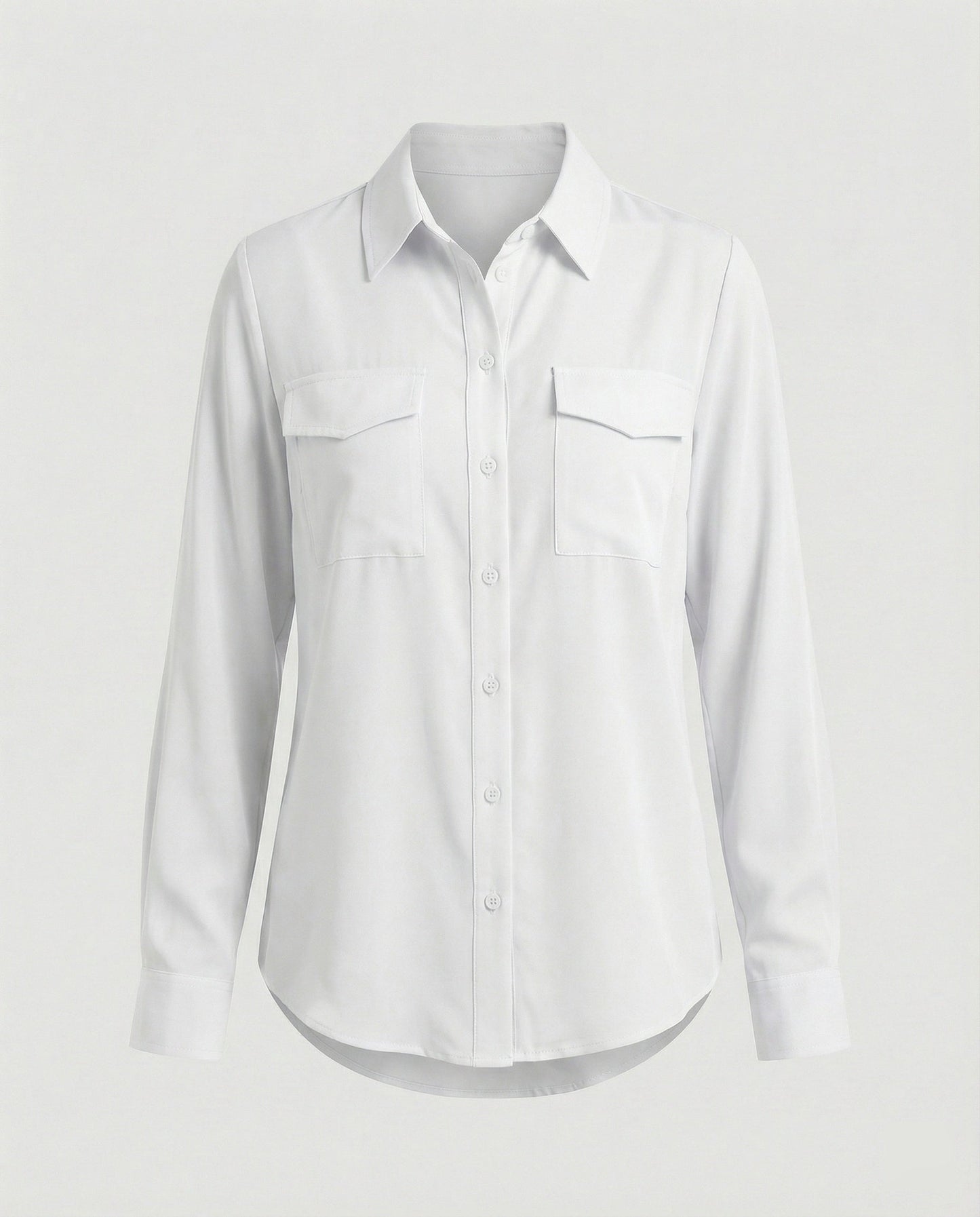 Damen Bluse Langarm Baumwolle Mit Brusttaschen