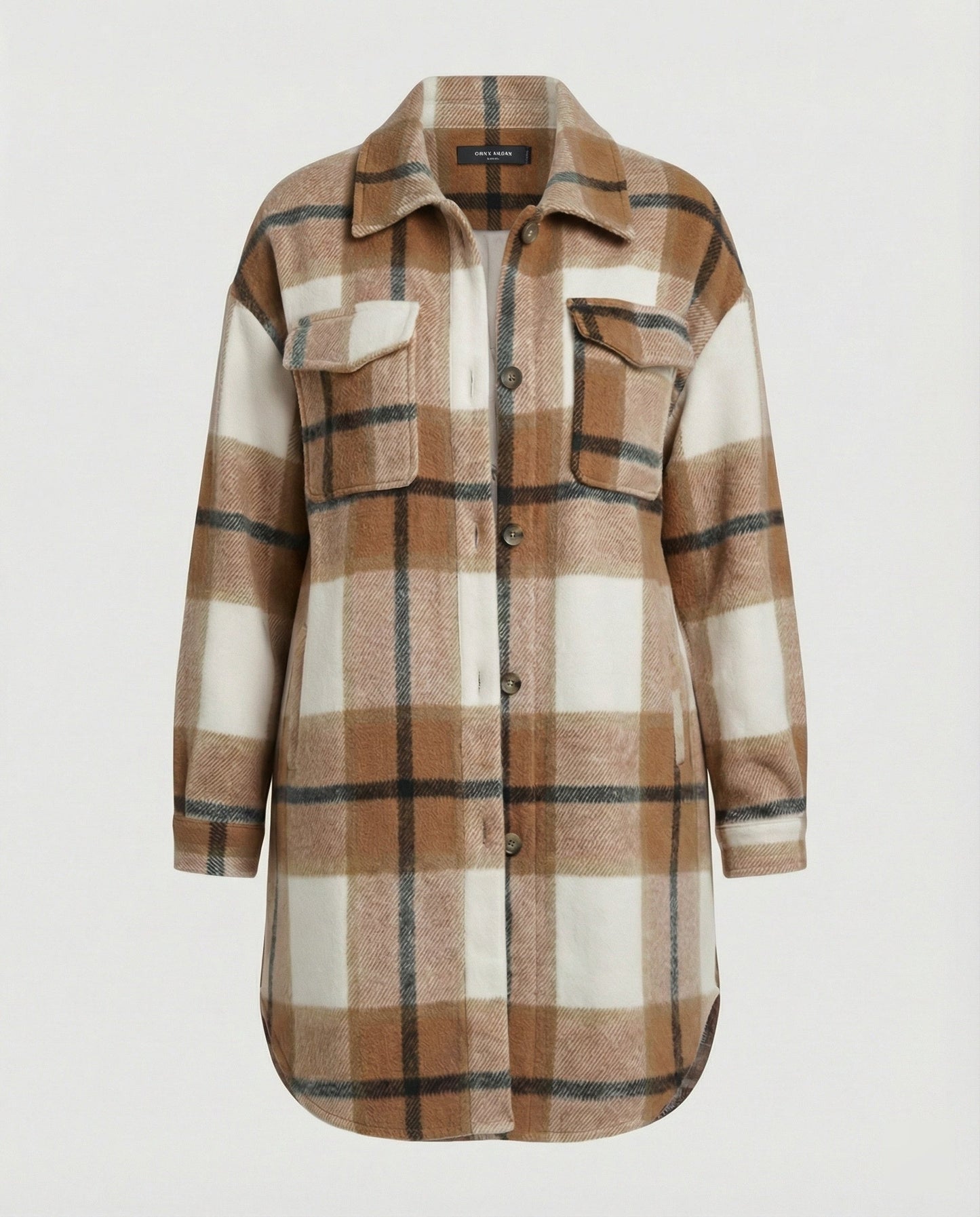 Damen Oversized Hemdjacke Kariert Lässig
